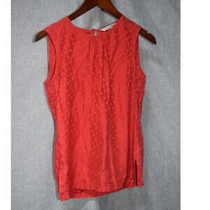 Trina Turk Red Silk Polka Dot Sleeveless Blouse S